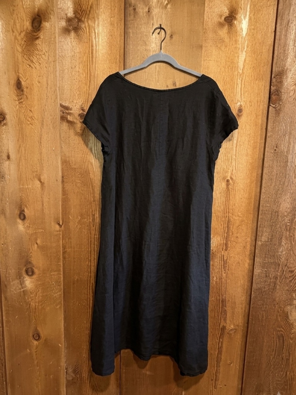 bryn Walker 100% Linen Lagenlook Shift Dress Black Size Medium - Picture 5 of 5
